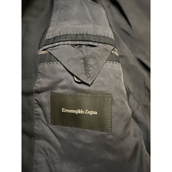Ermenegildo Zegna 44R Blazer Sport Coat Black Pinstripe Wool Men 2 Button Italy - Picture 4 of 16